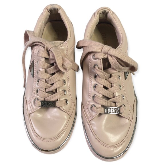 Guess FBryly 5 Nude Pink Leather Lace Up Sneakers - Picture 1 of 7